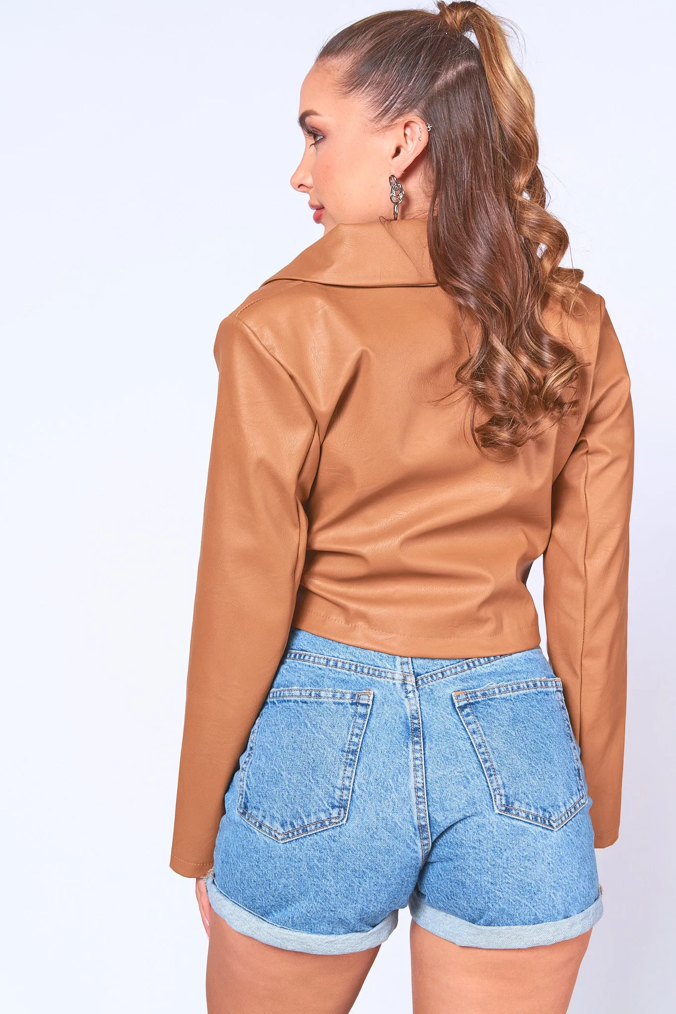 Shawl Neckline Leather Jacket