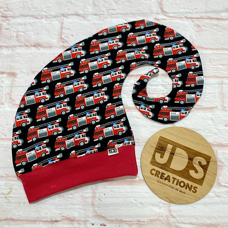 Size Medium Crazy Curly Cap - Fire Trucks